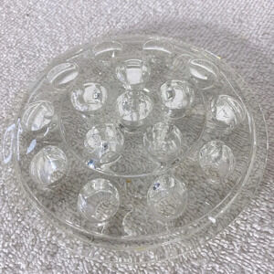 Vintage Clear  Glass 16 Hole Flower Frog Flower Holder Stem Holder Arrangement